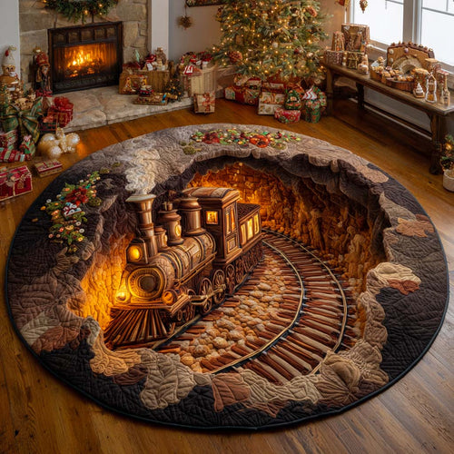 Ember Glow Train Descent Quilted Round Mat NCU0XD1863