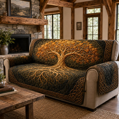 Ember Harvest Glow Quilted Sofa Cover NCU0VL3848