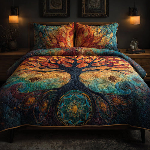 Ember Mandala 3-Piece Quilted Bedding Set NCU0VL3066