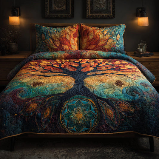 Ember Mandala 3-Piece Quilted Bedding Set NCU0VL3066