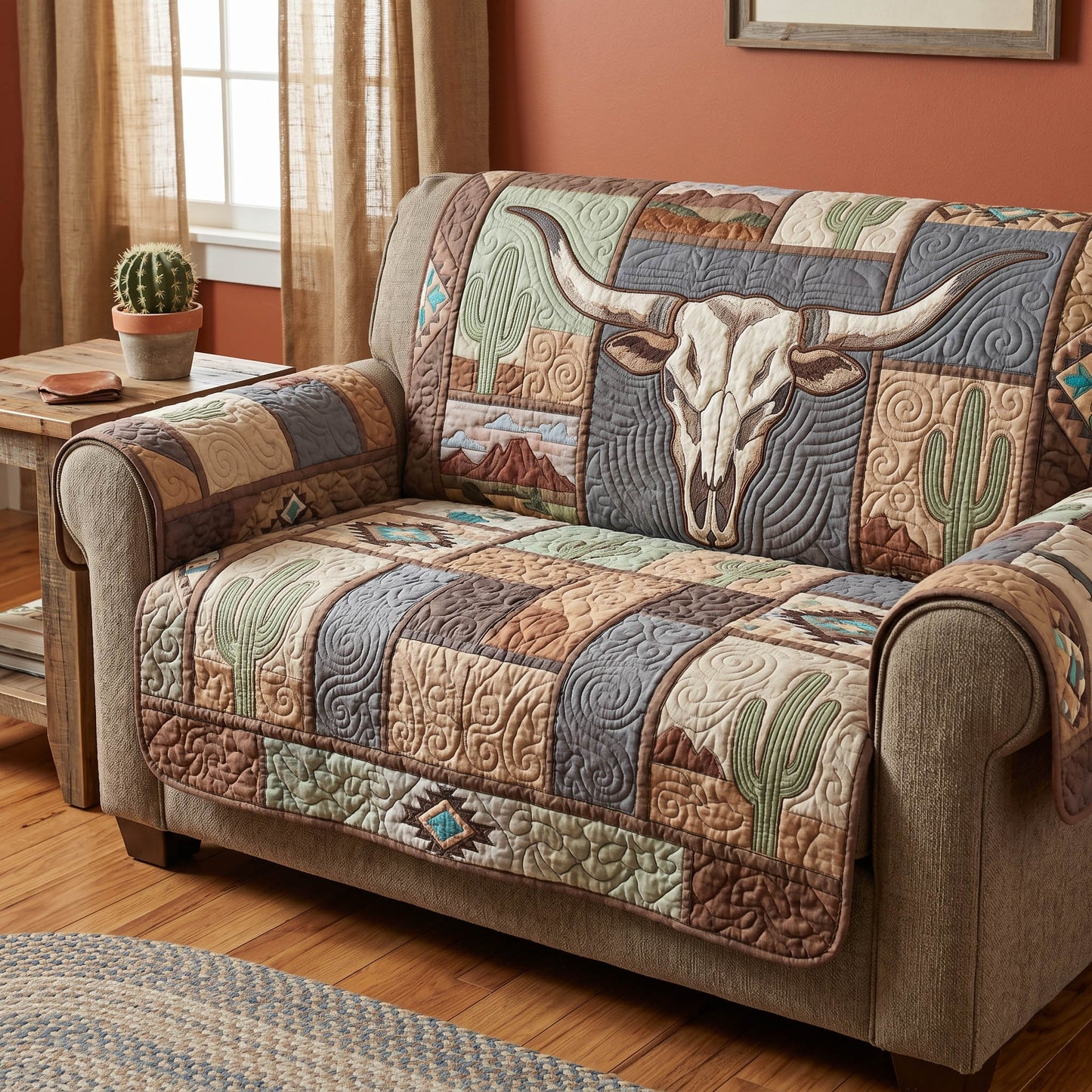 Ember Skull Quilted Sofa Cover NCU0TD2751