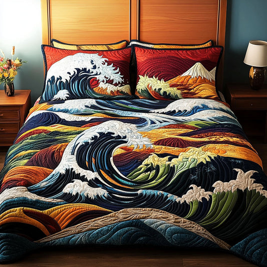 Embrace of Ocean 3-Piece Quilted Bedding Set NCU0PT5106