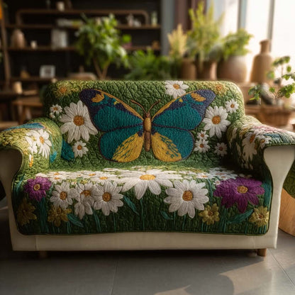 Emerald Daisy Quilted Sofa Cover NCU0HH1841