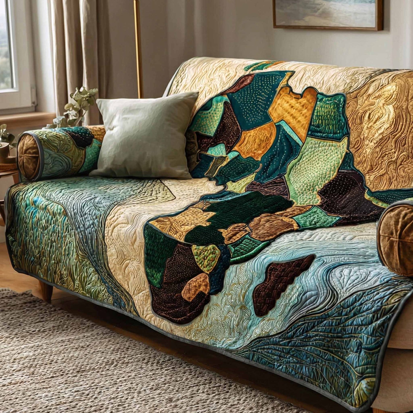 Emerald Africa Quilted Sofa Cover NCU0XD2284