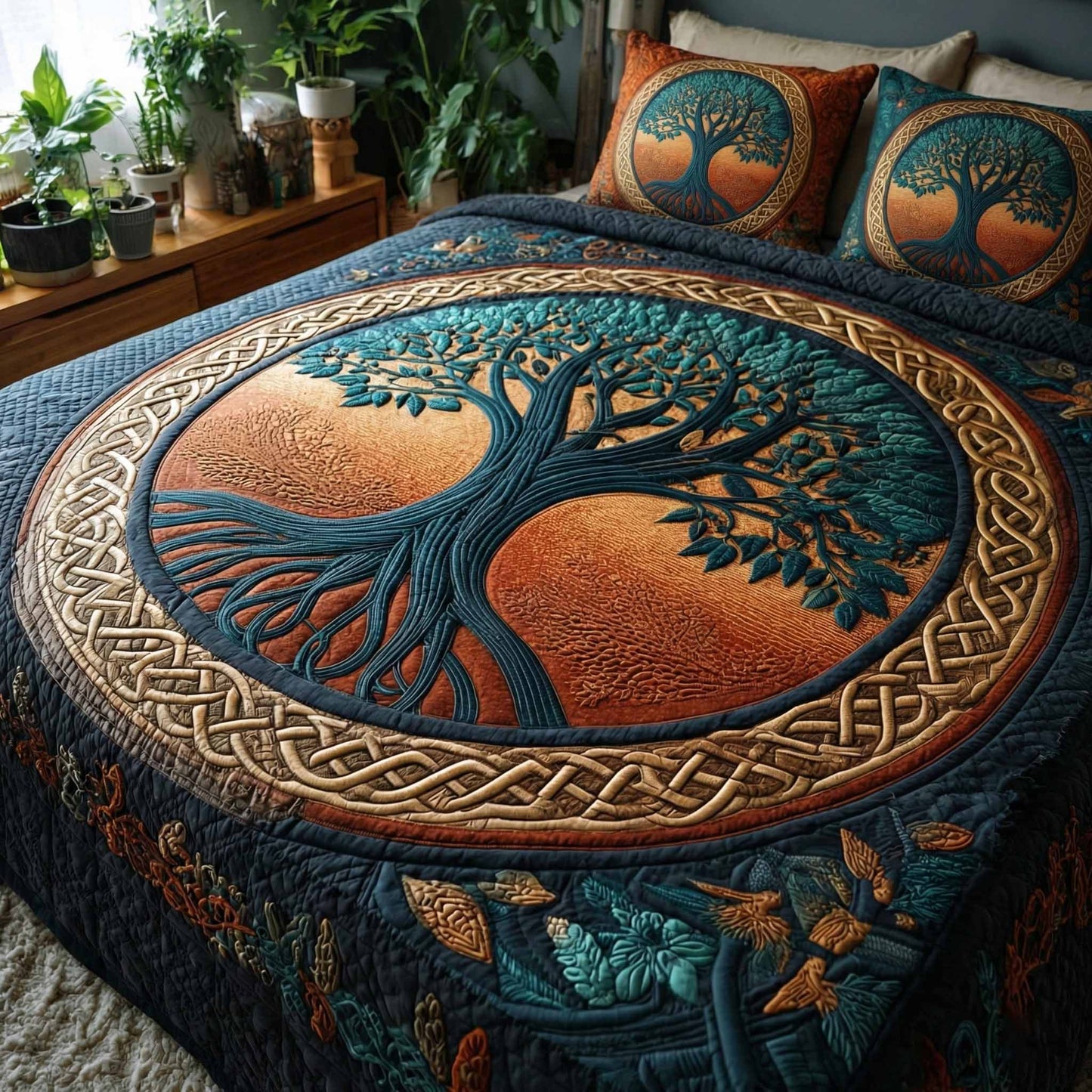 Emerald Ancestry 3-Piece Quilted Bedding Set NCU0XD2395