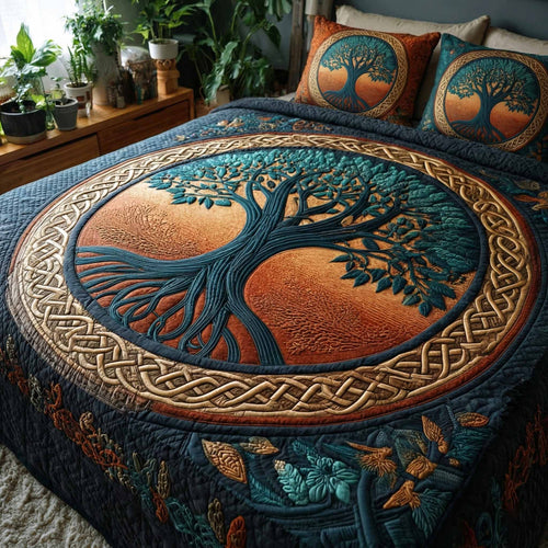 Emerald Ancestry 3-Piece Quilted Bedding Set NCU0XD2395