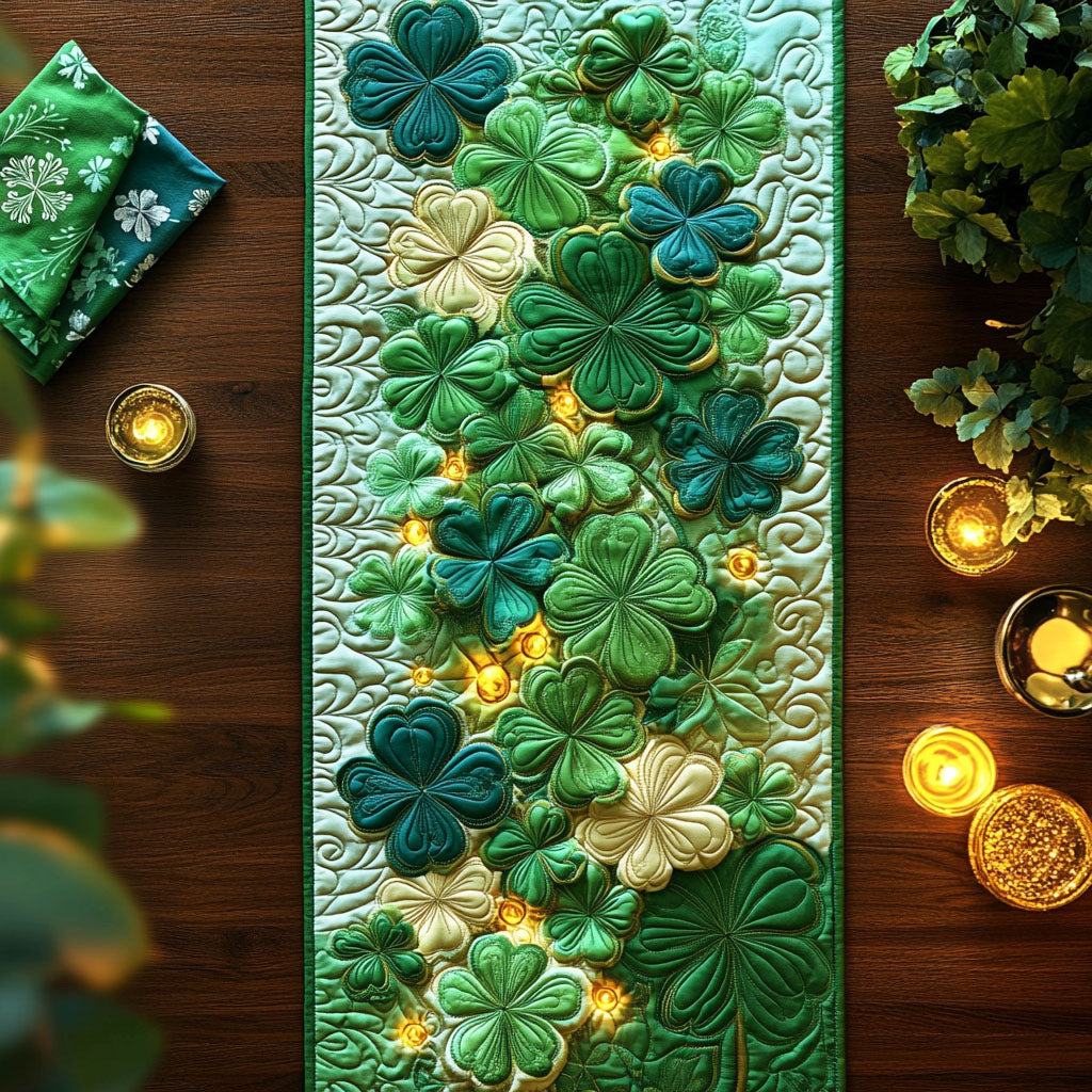 Emerald Blessing Quilted Table Runner NCU0NT12039