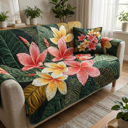 Emerald Blossom Quilted Sofa Cover NCU0NT12334