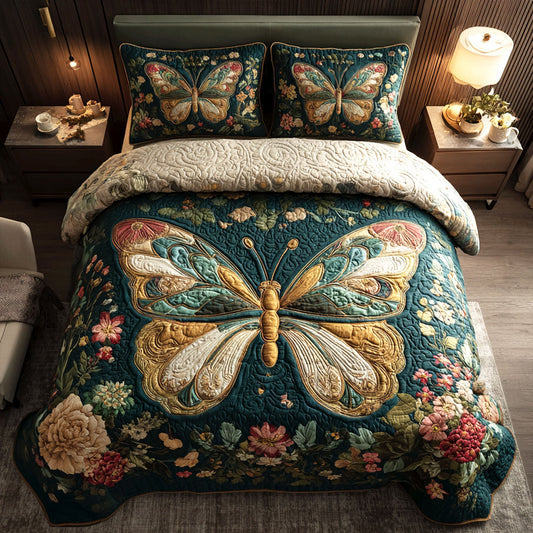 Emerald Blossomwing 3-Piece Quilted Bedding Set NCU0TV180