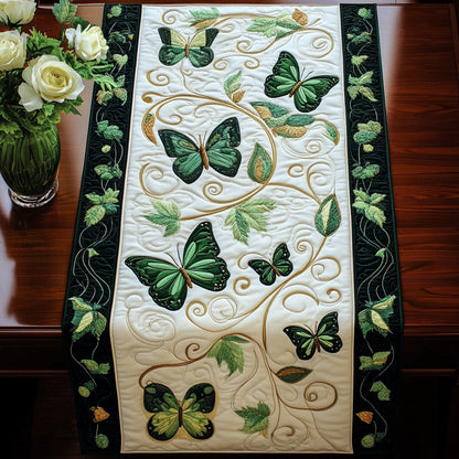 Emerald Butterfly Vine Quilted Table Runner NCU0NT4130