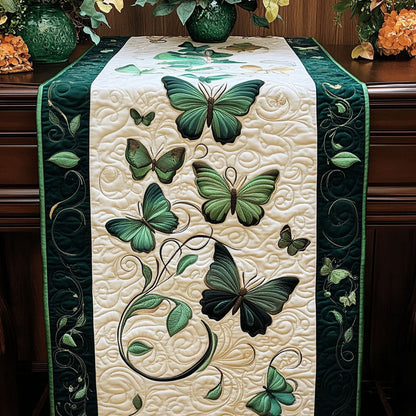 Emerald Butterfly Vines Quilted Table Runner NCU0NT4131