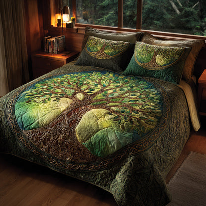 Emerald Circle 3-Piece Quilted Bedding Set NCU0VL3118