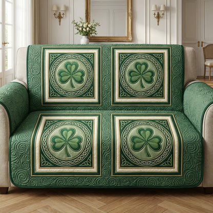 Emerald Clover Charm Quilted Sofa Cover NCU0TV1581