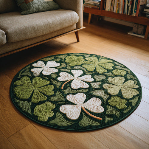 Emerald Clover Field Quilted Round Mat NCU0HH1698
