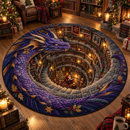 Emerald Dragon Spiral Library Quilted Round Mat NCU0PT12170