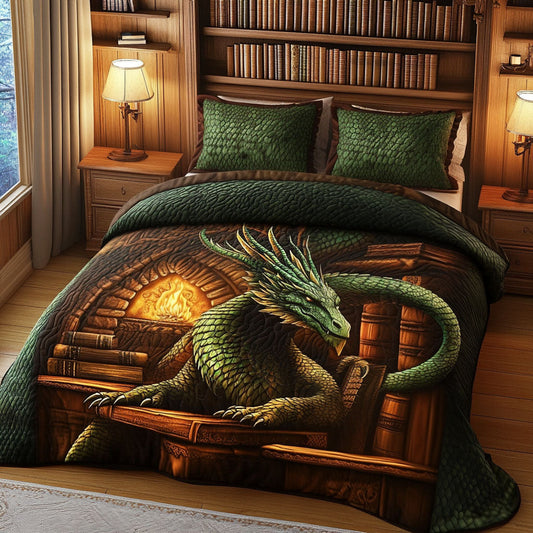 Emerald Flame Guardian 3-Piece Quilted Bedding Set NCU0NT5782