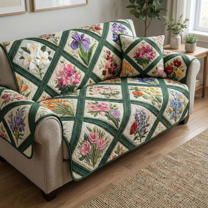 Emerald Garden Quilted Sofa Cover NCU0NT12348