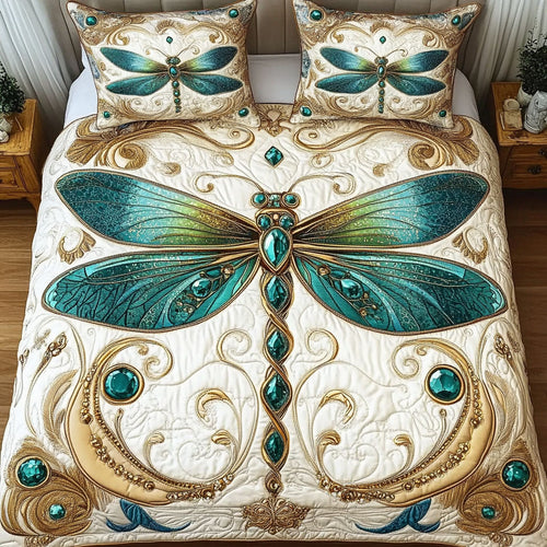 Emerald Glow 3-Piece Quilted Bedding Set NCU0NT3493