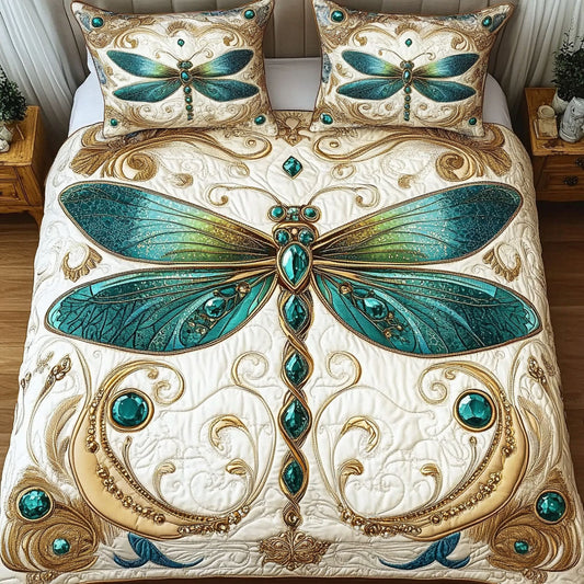 Emerald Glow 3-Piece Quilted Bedding Set NCU0NT3493
