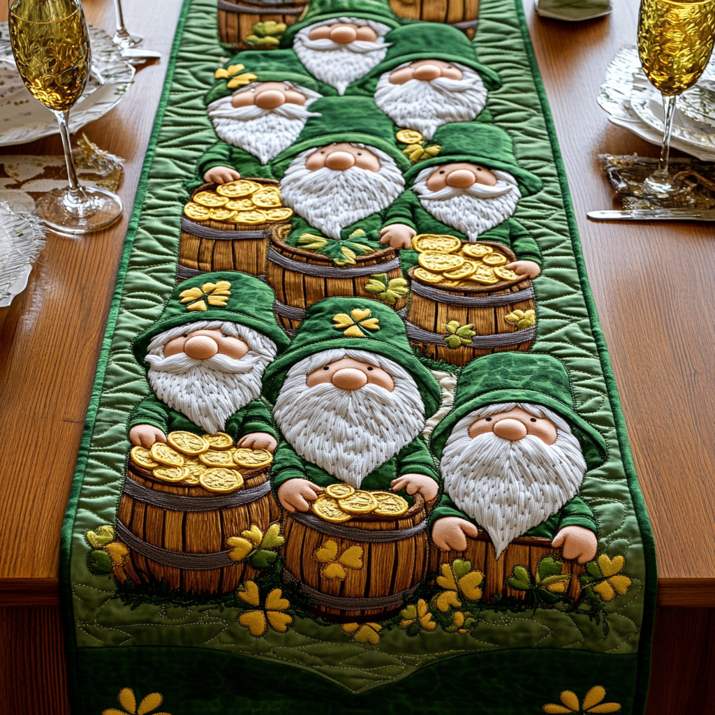 Emerald Gnome Quilted Table Runner NCU0VH2542