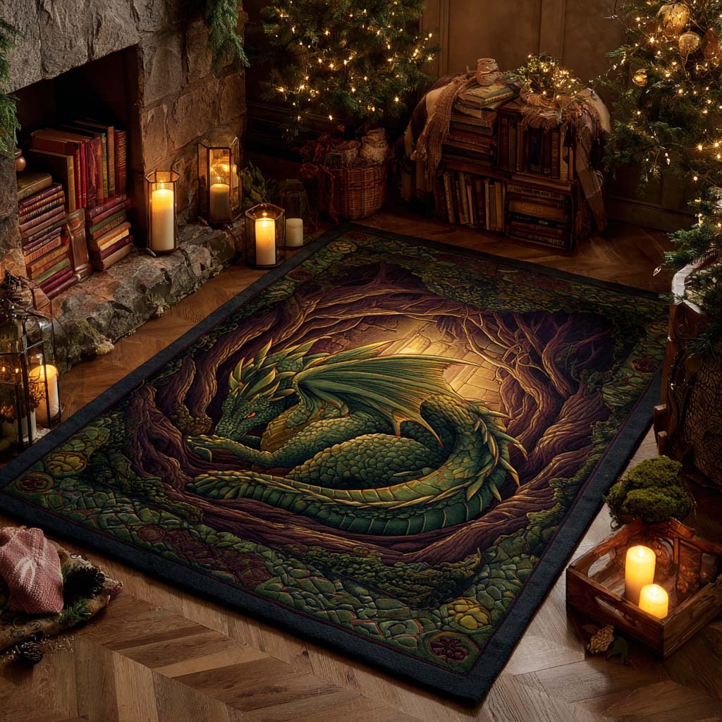 Emerald Guardian Dragon Area Rug NCU0XD2157