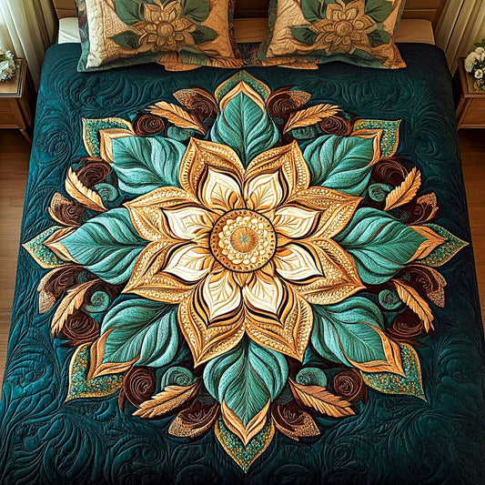 Emerald Harmony 3-Piece Quilted Bedding Set NCU0NT2443