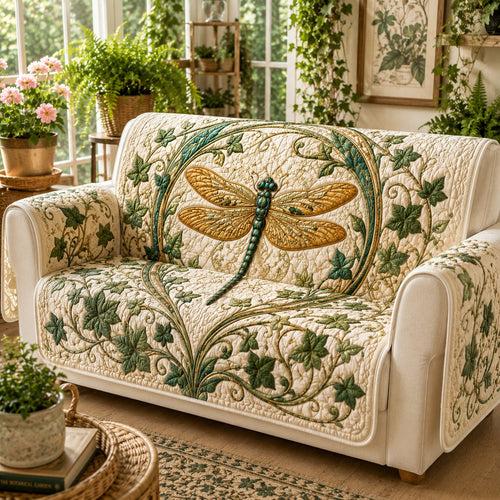 Emerald Ivy Hover Quilted Sofa Cover NCU0VL3819