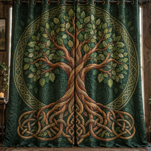 Emerald Knotwork Woods Quilted Curtains NCU0VL3988