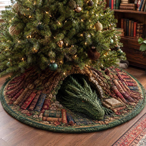 Emerald Library Dragon Christmas Quilted Tree Skirt NCU0DV10024