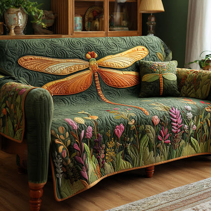 Emerald Meadow Quilted Sofa Cover NCU0TV783