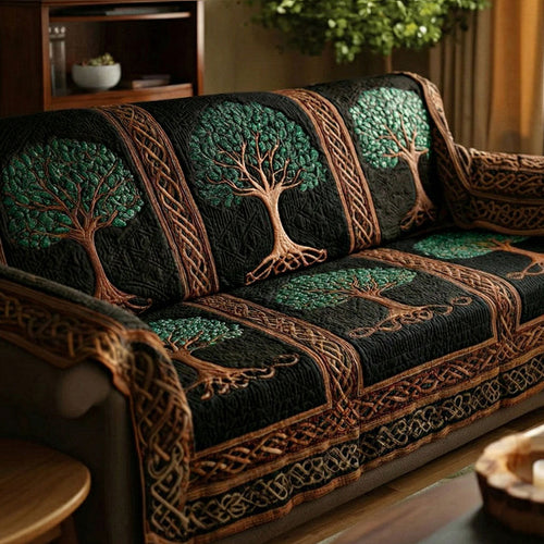 Emerald Nature Roots Quilted Sofa Cover NCU0NT12057