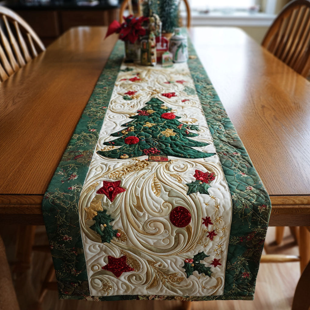 Emerald Pines Quilted Table Runner NCU0TV245