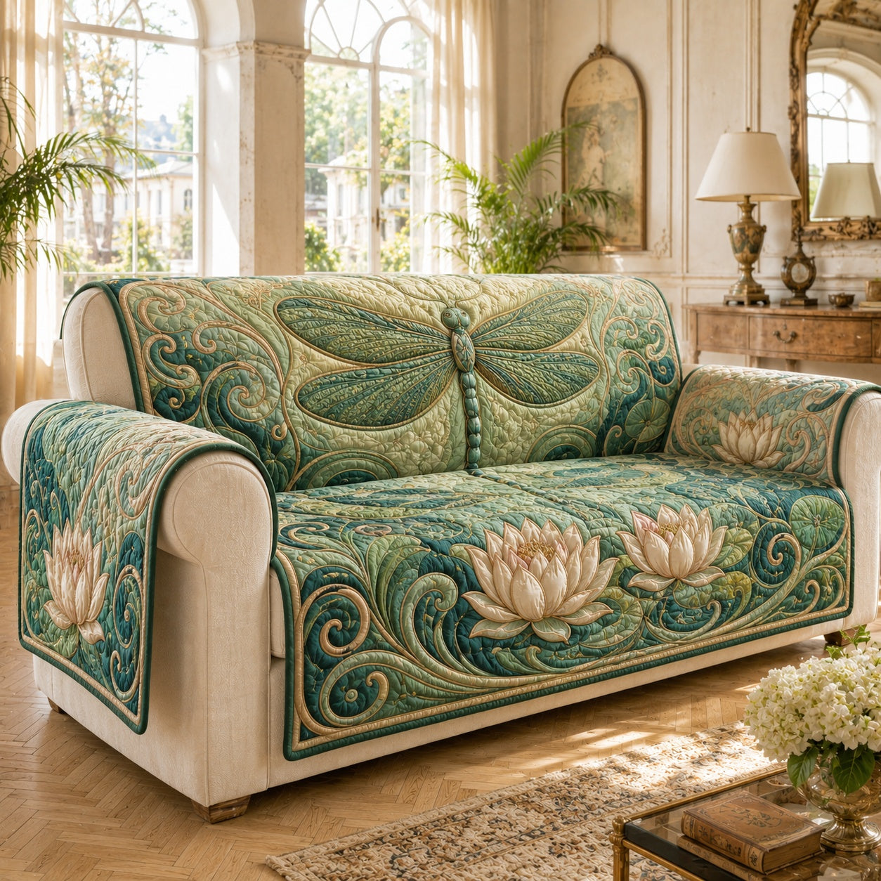 Emerald Pond Glider Quilted Sofa Cover NCU0VL3807