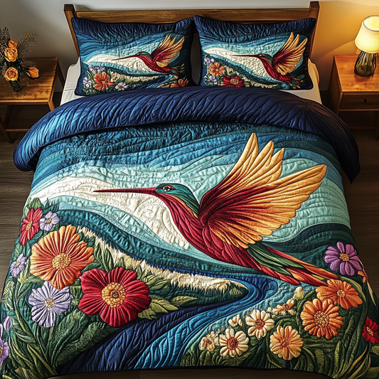 Emerald River Wings 3-Piece Quilted Bedding Set NCU0VL1232
