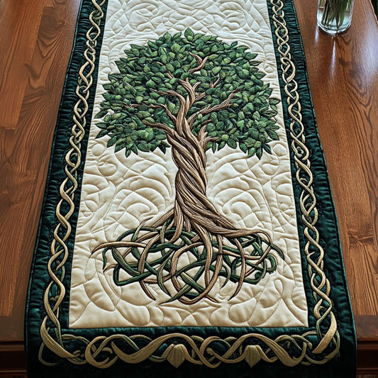 Emerald Rooted Tree Quilted Table Runner NCU0NT4280