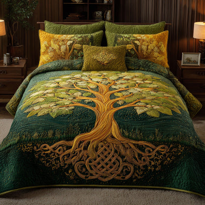 Emerald Roots 3-Piece Quilted Bedding Set NCU0VL3059