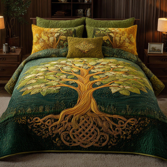 Emerald Roots 3-Piece Quilted Bedding Set NCU0VL3059