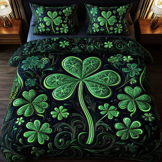 Emerald Shamrock Night 3-Piece Quilted Bedding Set NCU0NT2869