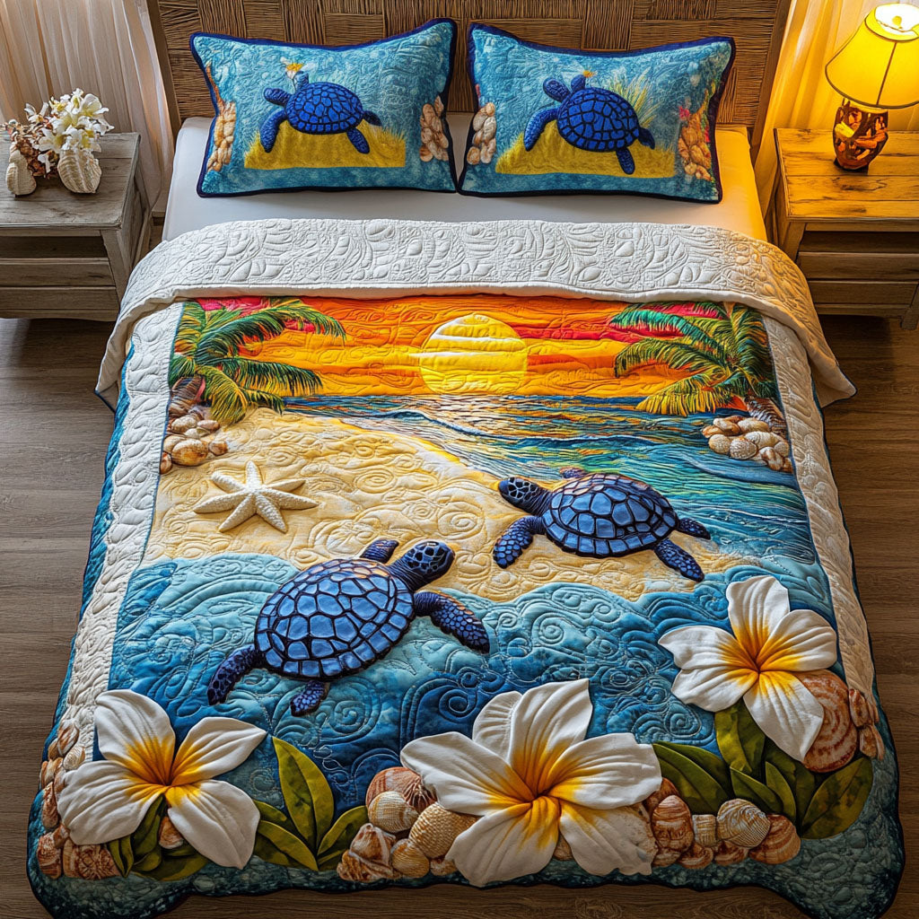 Emerald Shell 3-Piece Quilted Bedding Set NCU0NT7014