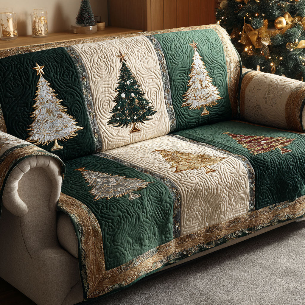 Emerald Snowfall Quilted Sofa Cover NCU0TV702