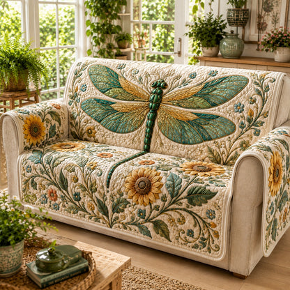 Emerald Sunlit Wings Quilted Sofa Cover NCU0VL3821