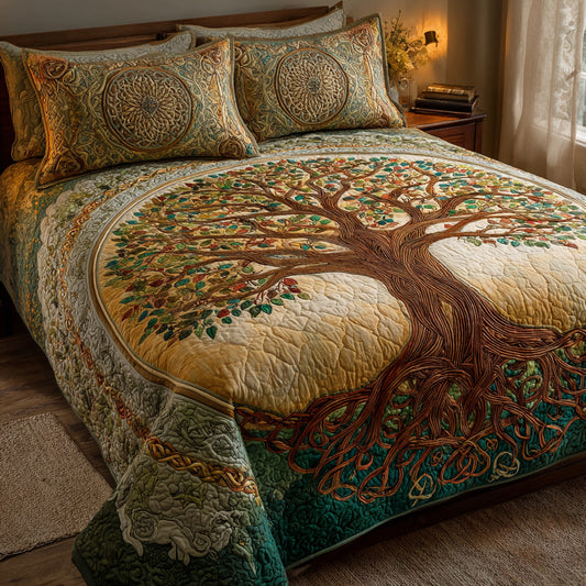 Emerald Tangle 3-Piece Quilted Bedding Set NCU0VL3073
