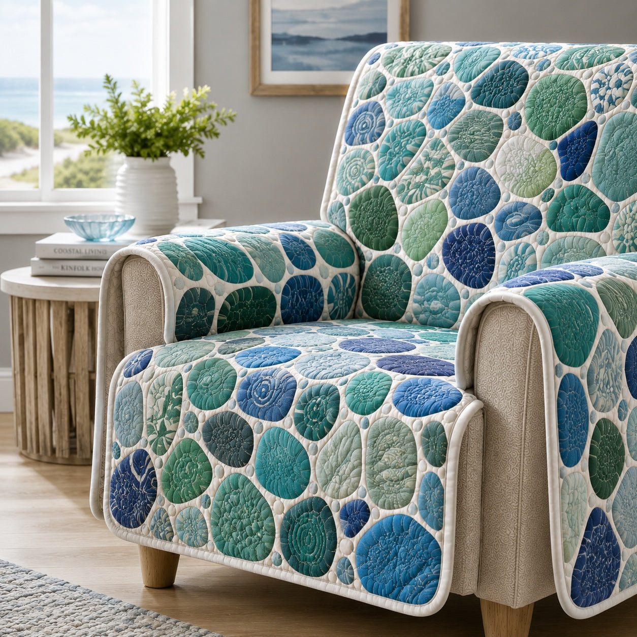Emerald Tide Shoal Quilted Sofa Cover NCU0VL3968