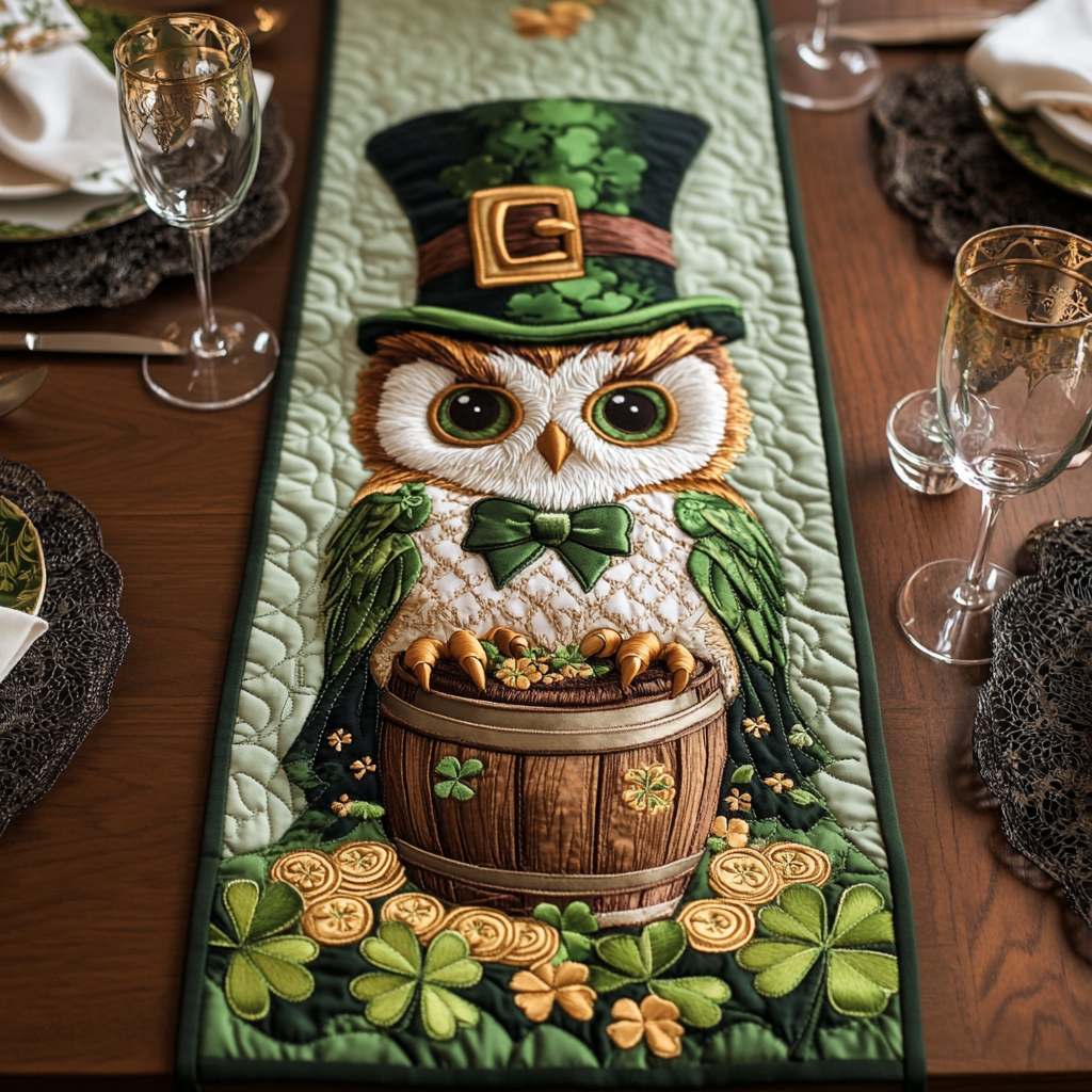 Emerald Treasure Quilted Table Runner NCU0VH2546