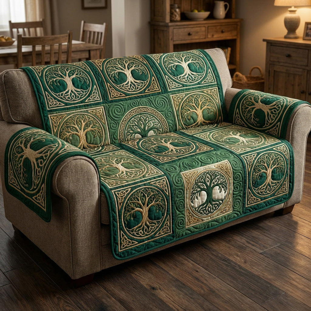 Emerald Tree Life Quilted Sofa Cover NCU0TV1570