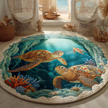 Emerald Turtle Quilted Round Mat NCU0HH1890