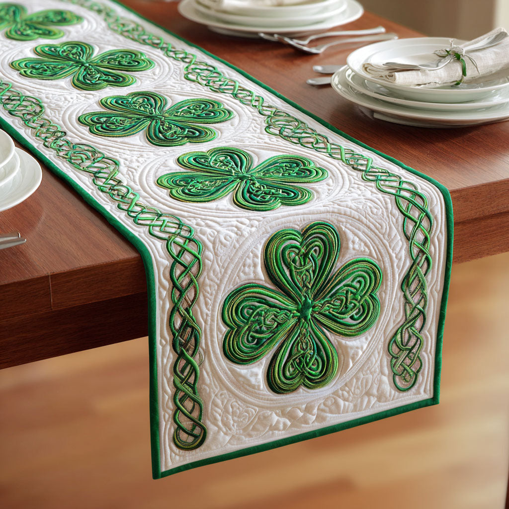 Emerald Weave Quilted Table Runner NCU0TD2221