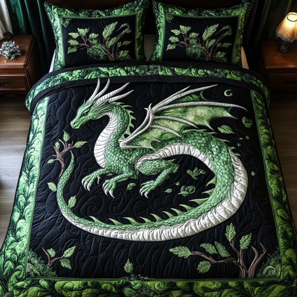 Dragon 3-Piece Quilted Bedding Set NCU0VT194