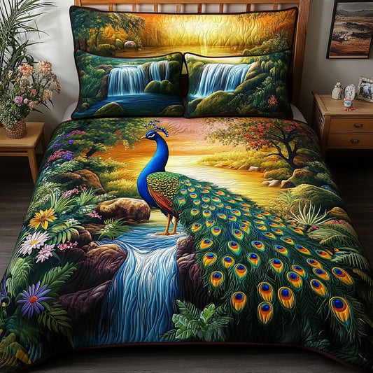 Emerald Wings Across the Land 3-Piece Quilted Bedding Set NCU0PT5937
