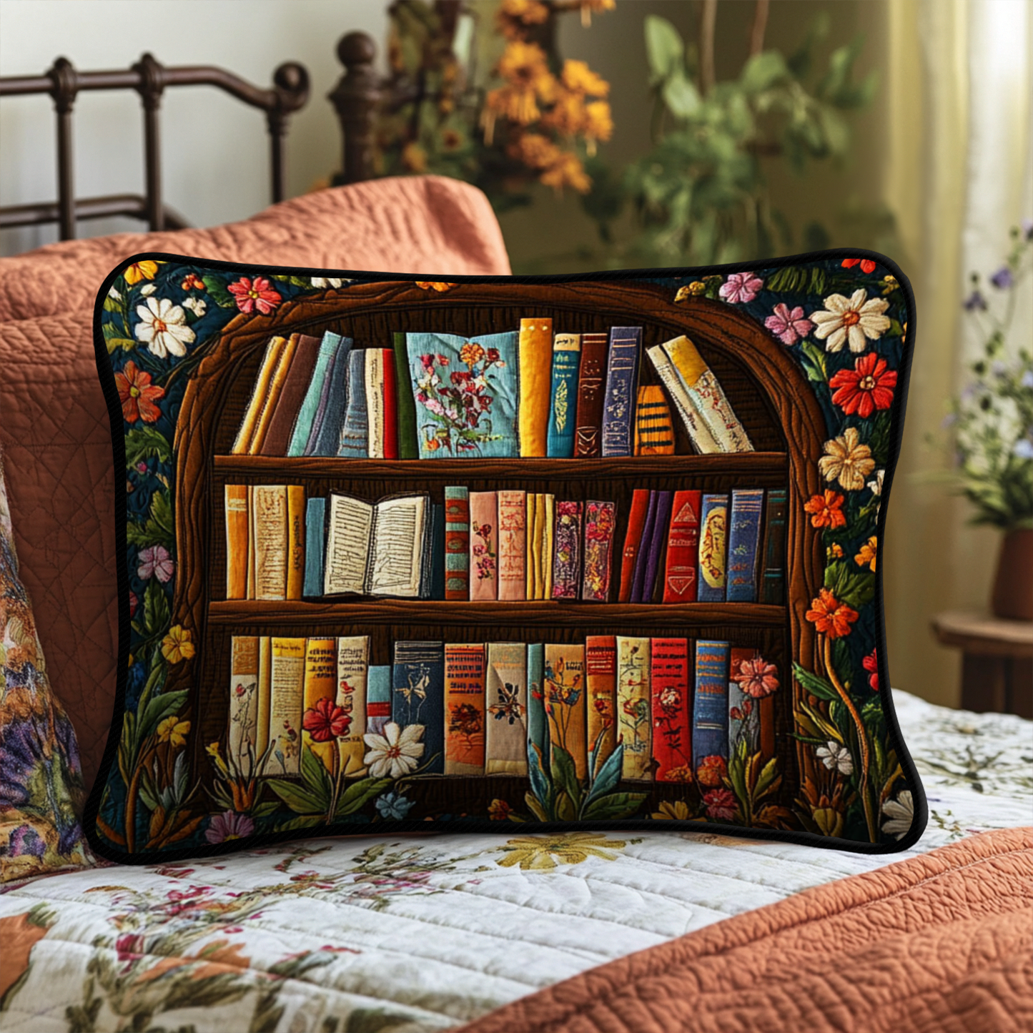 Enchanted Book Haven Quilted Bedding Pillow Case NCU0NT3087